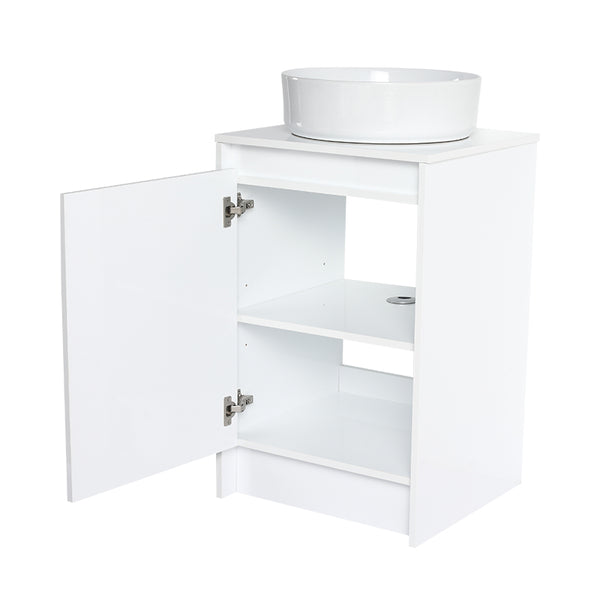 English Elm 32" Modern Freestanding Bathroom Vanity With Art Ceramic Sink & Small Storage Cabinet - Glossy White W999S00432