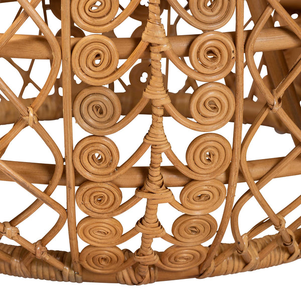 English Elm Modern Rattan Round Coffee Table Handcrafted Openwork Base for Bohemian Living Rooms B2750P467701