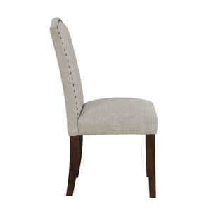 English Elm Modern Parsons Dining Chairs Set of 2 Nailhead Trim Fabric Upholstery Wood Legs Taupe B011P437959