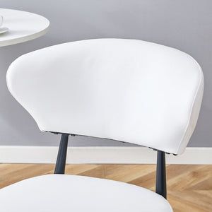 English Elm Table Set: Modern 36.6” Round Glass Dining Table With 4 Ergonomic White Pu Chairs For Comfort & Style W1151S03672-GIGA