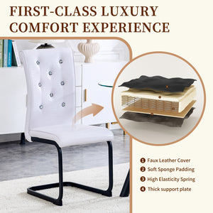 English Elm Luxury Pu Upholstered Dining Chair Set of 4 with Channel Stitching and Metal Legs W1512P491879