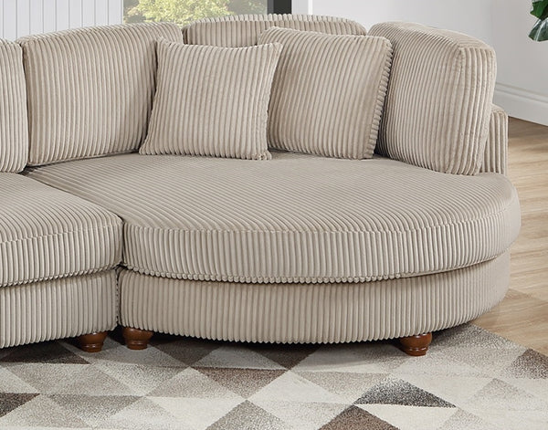 English Elm Contemporary 3pc Sectional Set with USB Charging, Corduroy Upholstery, Storage Ottoman & Pillows Camel 57 L x 57 W x 23 H B011S01283
