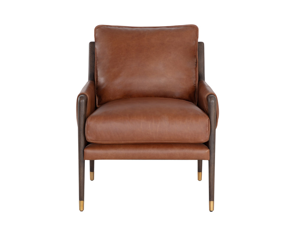 Sunpan Mauti Armchair - Luxurious 100% Bovine Leather with Elegant Wood Frame for Timeless Comfort and Style Brown / Shalimar Tobacco Leather