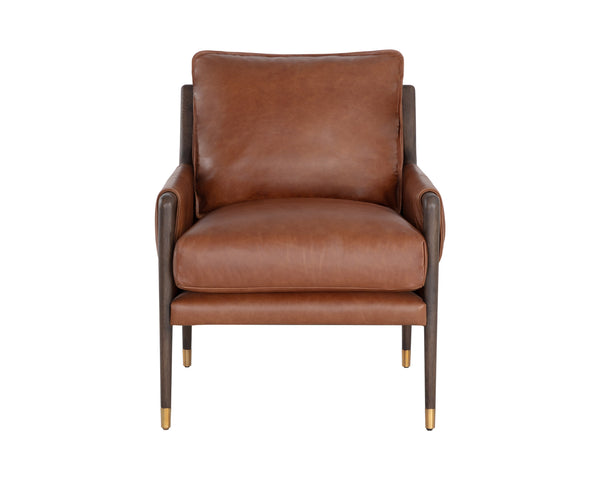 Sunpan Mauti Armchair - Luxurious 100% Bovine Leather with Elegant Wood Frame for Timeless Comfort and Style Brown / Shalimar Tobacco Leather