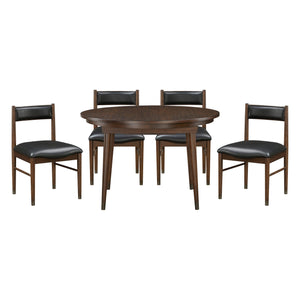 English Elm 5pc Cherry Maple Veneer Dining Set Butterfly Leaf Table Four Leather Side Chairs B011S01194