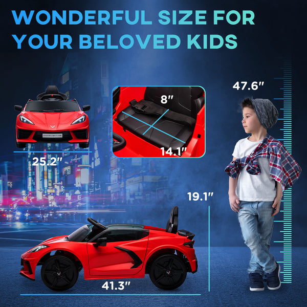 English Elm Qaba Licensed Corvette 12v Kids Ride on Car with Remote Suspension and Safety Harness W2225P217169