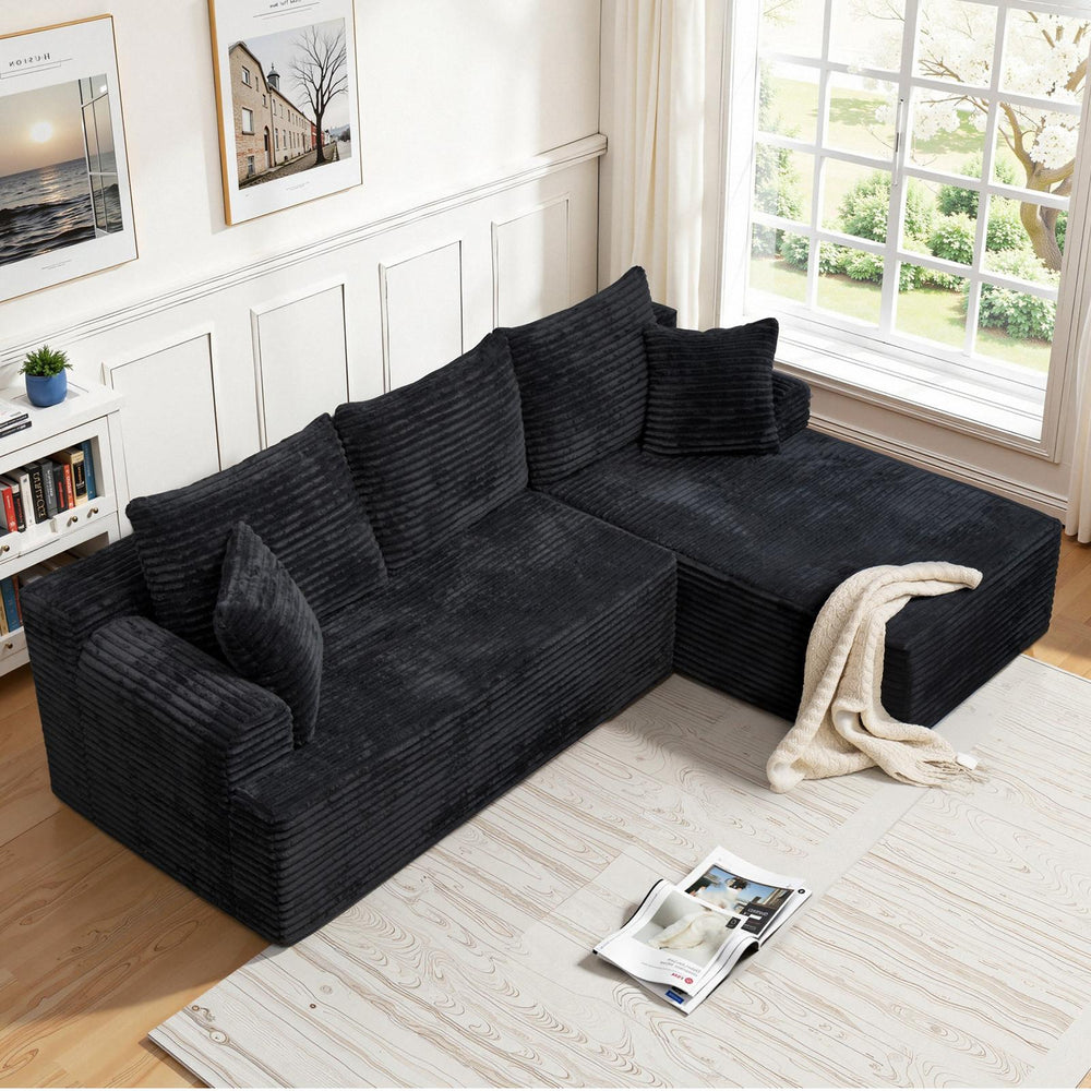 English Elm Modern Chenille Sectional Sofa with Chaise Modular L Shaped Living Room Seating W3653P443441