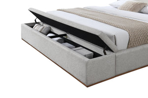English Elm Boxter Beige Linen Eastern King Bed With Under-Bed Storage – Stylish, No Box Spring Needed, Durable Design B2726S00562