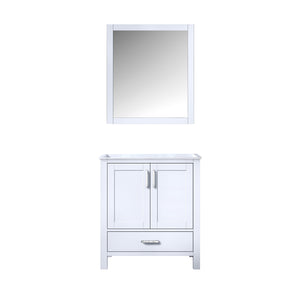 English Elm White Bath Vanity with 28" Mirror — 30" Top, Fully Assembled Wood Cabinet, Drawer & Open Shelf Storage B2731S00502