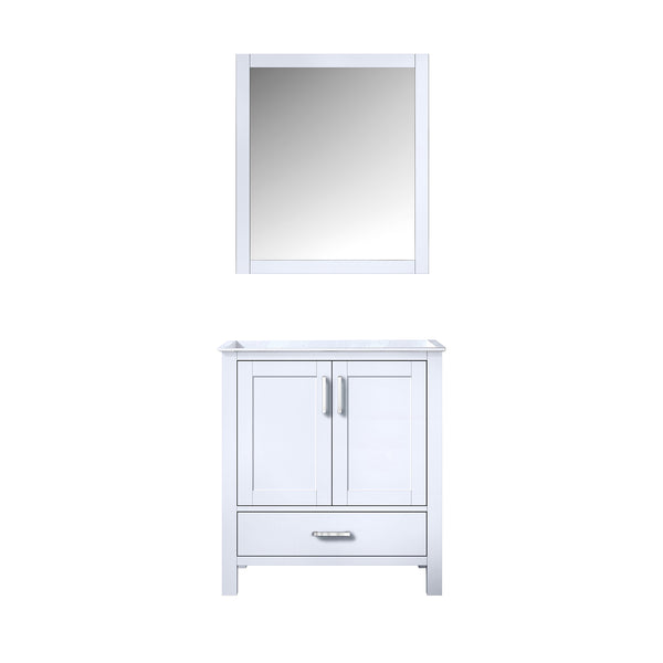 English Elm White Bath Vanity with 28" Mirror — 30" Top, Fully Assembled Wood Cabinet, Drawer & Open Shelf Storage B2731S00502