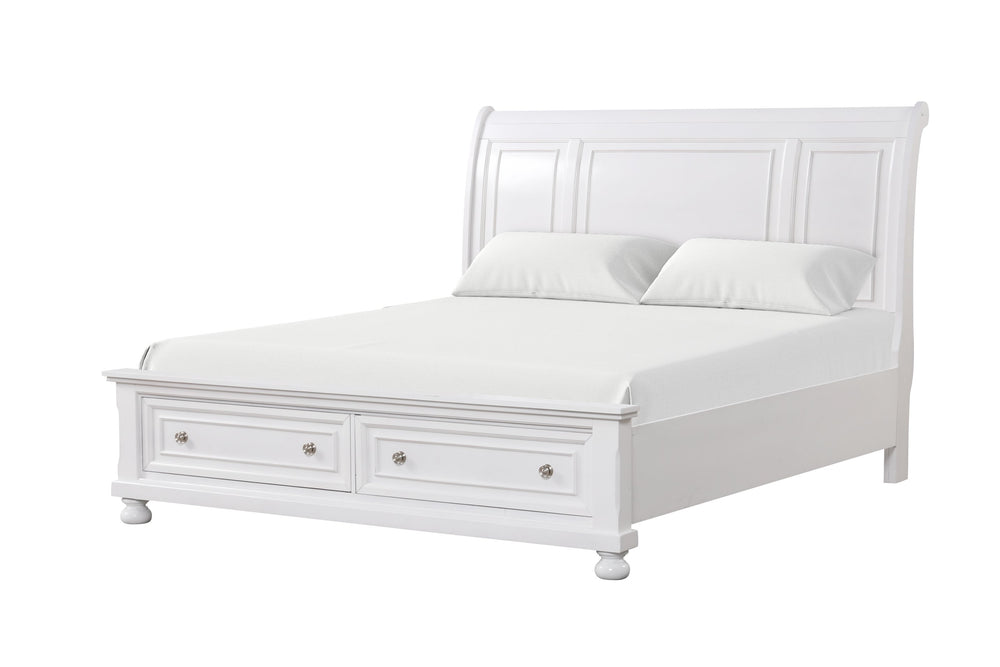 English Elm Meade Elegant White Queen Bed With Storage Footboard - Maximize Space, Style & Organization Effortlessly B078S00565