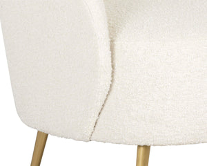 Sunpan CLEA Lounge Chair in Altro White Boucle - Sculptural Comfort with Gold Stainless Steel Legs 107571