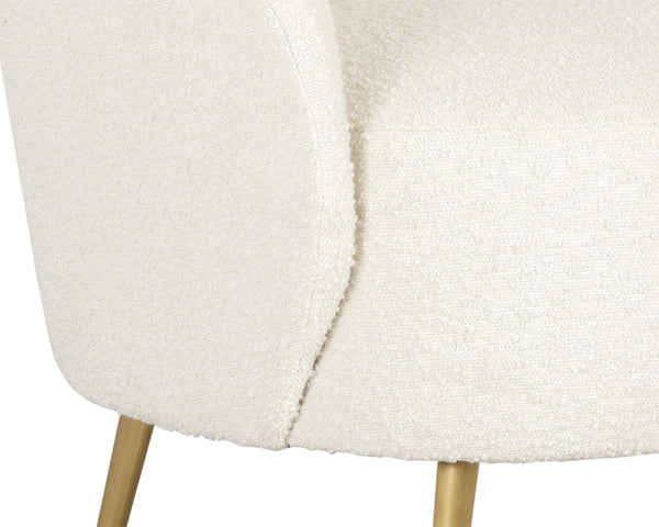 Sunpan CLEA Lounge Chair in Altro White Boucle - Sculptural Comfort with Gold Stainless Steel Legs 107571