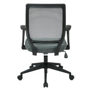 OSP Home Furnishings Screen Back Ergonomic Task Chair with Mesh Seat Lumbar Support and T Arms for Office Grey EM51022N-2M
