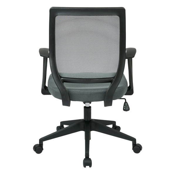 OSP Home Furnishings Screen Back Ergonomic Task Chair with Mesh Seat Lumbar Support and T Arms for Office Grey EM51022N-2M