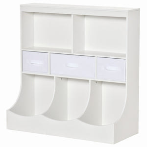 English Elm HOMCOM Kids Storage Bookcase Organizer with 8 Compartments & 3 Drawers, Stable MDF Shelf for Toys W2225P200500