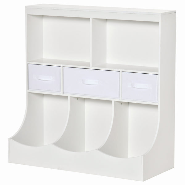English Elm HOMCOM Kids Storage Bookcase Organizer with 8 Compartments & 3 Drawers, Stable MDF Shelf for Toys W2225P200500