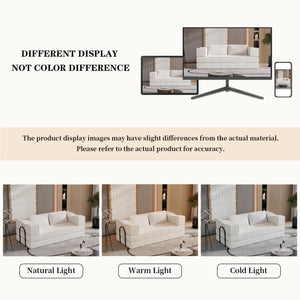 English Elm 80" Chenille Folding Floor Sofa Converts to King Sleeper with Modular Repositionable Arms Beige+White W1885P204171