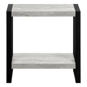 English Elm Accent C-Shaped Side Table with Reclaimed Wood-Look Top and Sleek Metal Frame for Small Spaces Grey 28 L x 15 W x 9 H B2710P219145