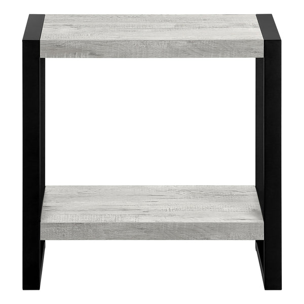 English Elm Accent C-Shaped Side Table with Reclaimed Wood-Look Top and Sleek Metal Frame for Small Spaces Grey 28 L x 15 W x 9 H B2710P219145