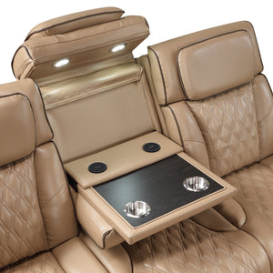 English Elm Fortuner Power Reclining Sofa Set with Led Lighting Massage and Faux Leather B009S02222