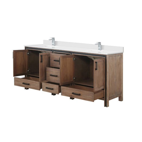 English Elm Rustic Barnwood Double Bath Vanity With Cultured Marble Top And Chrome Faucet - 80" Wide Beauty B2731P260658-GIGA