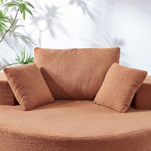 English Elm 55"l Teddy Fleece Round Chaise Chair Plush Foam Seating for Modern Living Rooms Orange W1669P368393