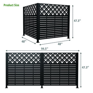 English Elm W48'' Galvanized Steel Outdoor Privacy Panels Powder Coated Slat Fence for Yard Enclosures W1586P455955