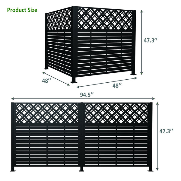English Elm W48'' Galvanized Steel Outdoor Privacy Panels Powder Coated Slat Fence for Yard Enclosures W1586P455955