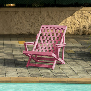 English Elm Pinecrest Outdoor Folding Lounge Chair Recycled Hdpe Reclining Patio Seat with Cushion Burgundy B2745P409695