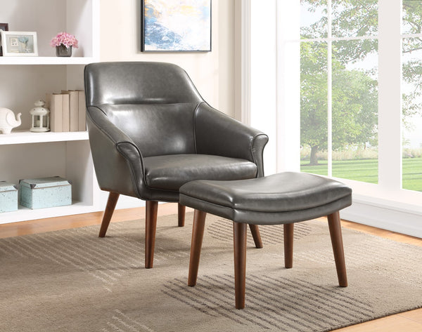 OSP Home Furnishings Waneta Chair and Ottoman Pewter