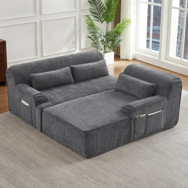 English Elm Chenille L-Shape Luxury Sectional Sofa - Oversized Comfy Sleeper Couch For Modern Living Spaces W2339S00070