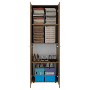 English Elm Armoire 66.9" H With 2 Doors & 4 Shelves, Modern Natural Oak & White Design For Stylish Storage B097P395867