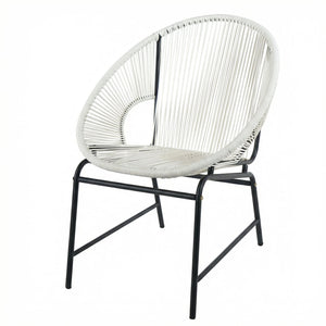 English Elm Nusa Outdoor Pe Rattan Patio Chairs with Iron Frame Airy Oval Weave Set of 2 White N775P422987W