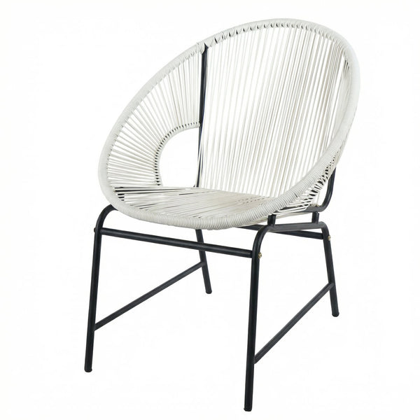 English Elm Nusa Outdoor Pe Rattan Patio Chairs with Iron Frame Airy Oval Weave Set of 2 White N775P422987W