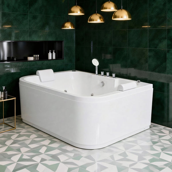 English Elm Korra Freestanding Acrylic Whirlpool Tub with 16 Jets Heater and Led Spa Lighting W5619P449966