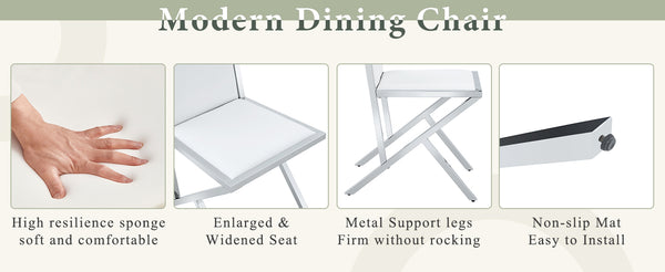 English Elm 2-pack Black Pu Leather Dining Chairs with Angled Silver Metal Legs Modern Set W1151P301840