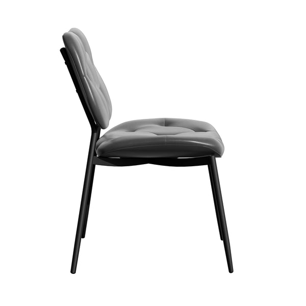 English Elm Dining Chairs Set Of 2 - Modern Ergonomic Design In Dark Gray Pu Leather For Dining & Living Spaces T3950P394502