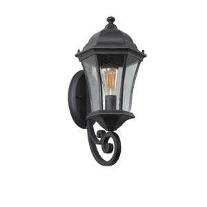 English Elm 1-Pack Vintage Wall-Mounted Outdoor Lantern Light - Matte Black Rustproof Sconce with Bubble Glass, E26 Compatible, Weatherproof W2312P368730