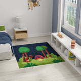 Nourison Imagination IMA13 Machine Made Machine Printed Borderless Design Indoor Only Kids  Rug Navy Multicolor, Navy Multicolor Pile, 100% Polyester 841491134429