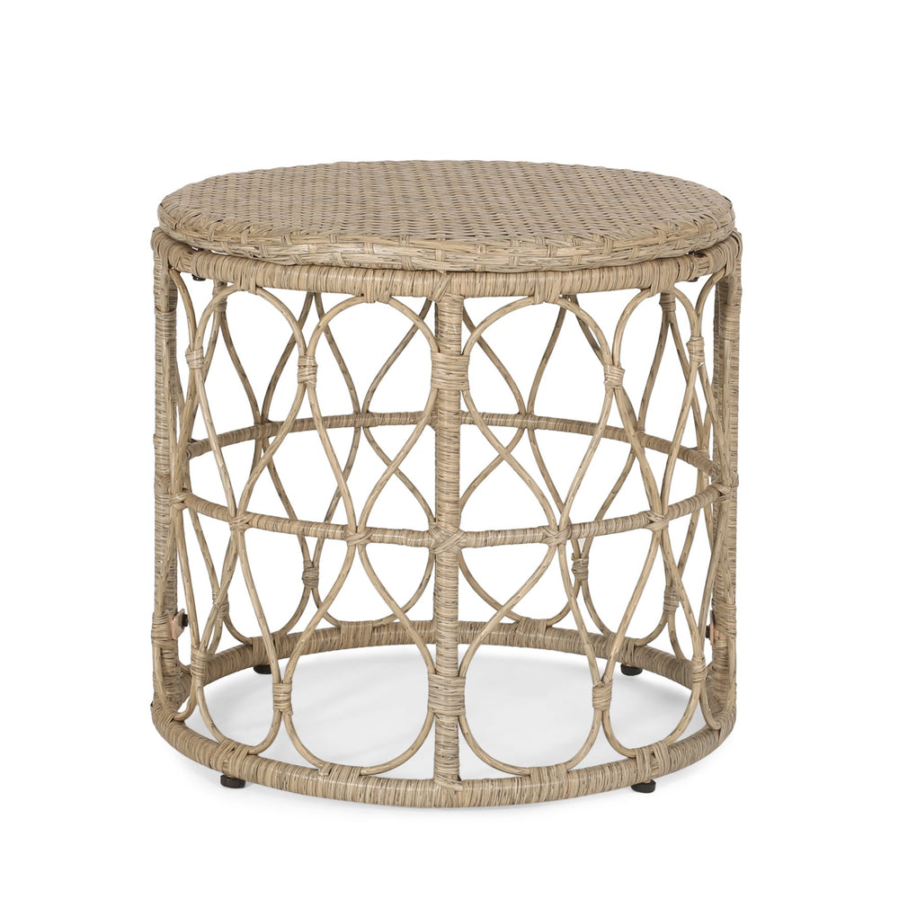 English Elm Christopher Knight Home® - BRUCE Rattan Side Table with Wicker Weave Top, Boho Outdoor Accent, Durable Polyethylene, 19.75" H Brown 70418.00LBRN