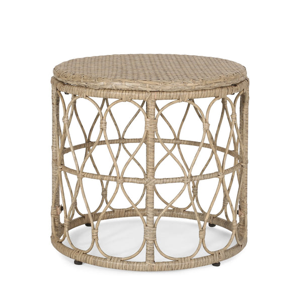 English Elm Christopher Knight Home® - BRUCE Rattan Side Table with Wicker Weave Top, Boho Outdoor Accent, Durable Polyethylene, 19.75" H Brown 70418.00LBRN