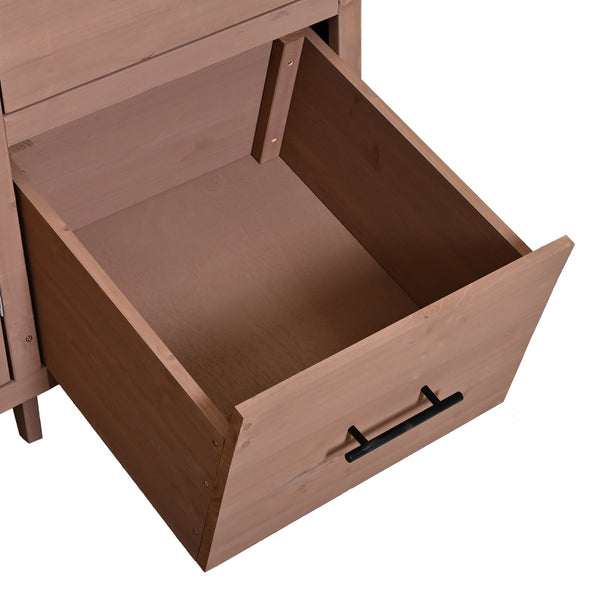 English Elm (with Hutch) Topamx Solid Fir Potting Bench Patio Workstation Spice Rack Drawer Brown N717P404331D