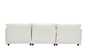 English Elm 108-inch Modular Chenille Sectional Sofa Deep Seated L Shape for Open Plan Living White W2795S00044