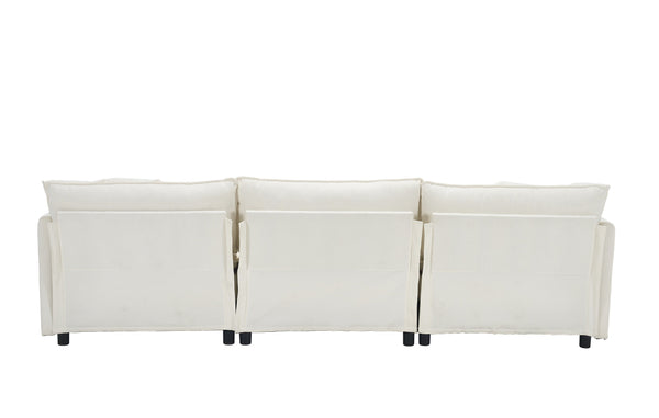 English Elm 108-inch Modular Chenille Sectional Sofa Deep Seated L Shape for Open Plan Living White W2795S00044