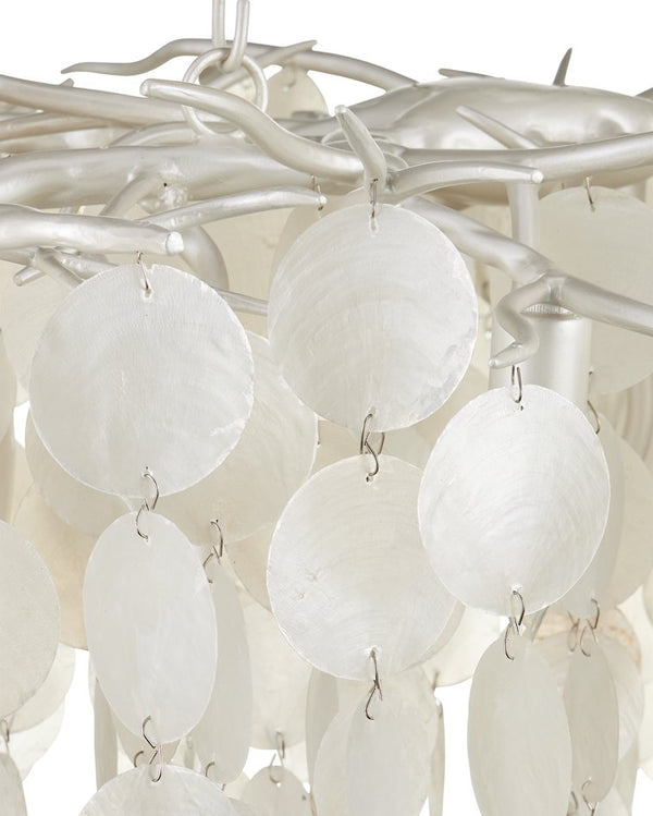 Currey & Company Lusso Chandelier - Elegant Hand-cut Capiz Shells, Adjustable Height, Stunning Wrought Iron Design Silver Capiz Shell ,Wrought Iron 9000-1322-currey-company