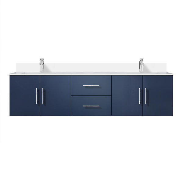 English Elm Navy Blue 72 Inch Double Bathroom Vanity with Quartz Top and Soft Close Storage B2731P258703