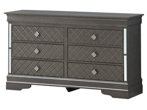English Elm Verona G6702-D Dresser - Sleek Metallic Black With Silver-Champagne "X" Motif & Spacious Storage Solutions B078108374-GIGA
