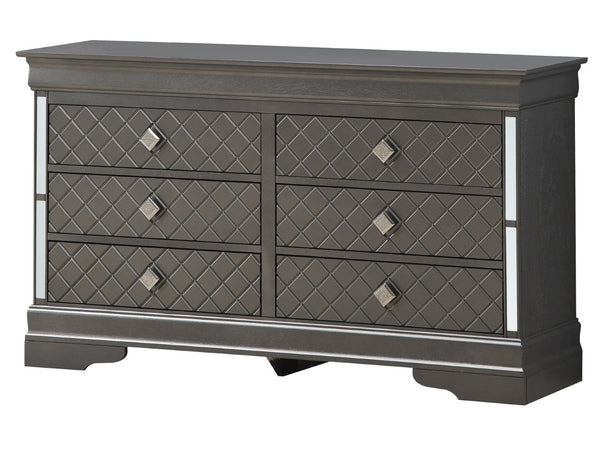 English Elm Verona G6702-D Dresser - Sleek Metallic Black With Silver-Champagne "X" Motif & Spacious Storage Solutions B078108374-GIGA