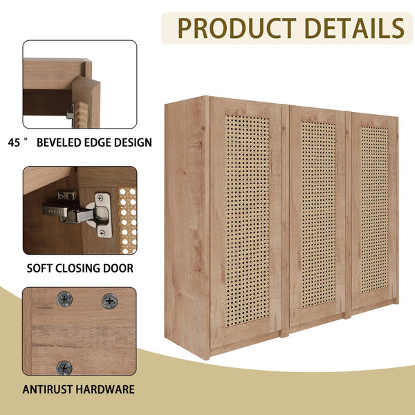 English Elm 36" Bathroom Side Cabinet - Modern Wall-Mounted Design With Soft-Close Doors For Organized Storage W999S00339